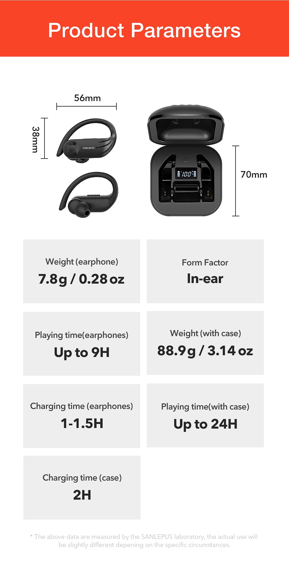 Bluetooth Earphones with LED Display